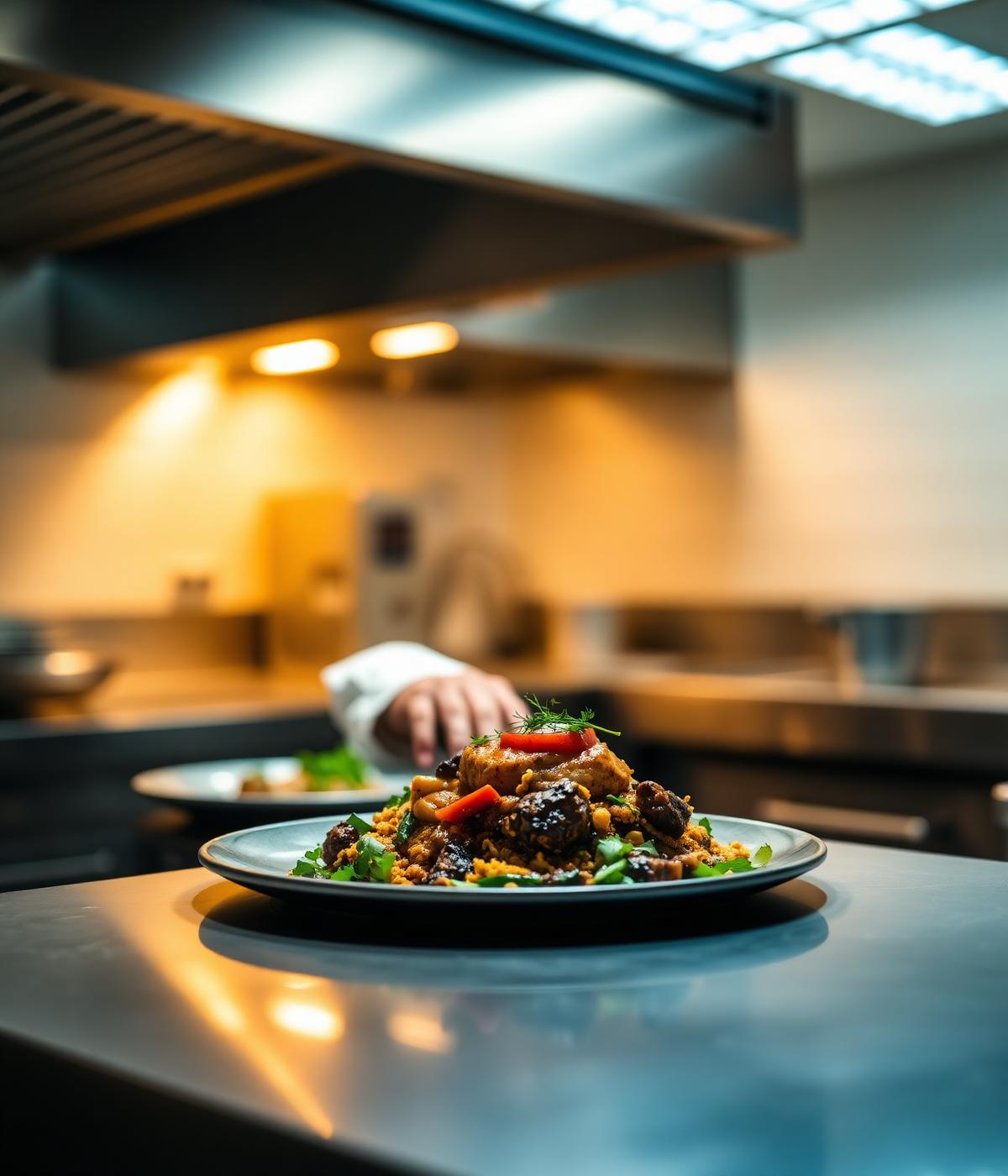 Chef plating in the Food Story kitchen